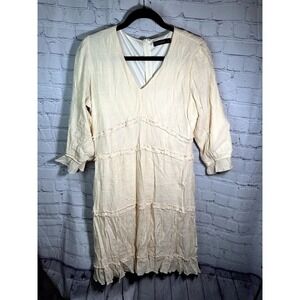 MIKAROSE LADIES IVORY COLORED BOHO STYLE DRESS (L)  ‎ WORN ONCE EUC     G-36
